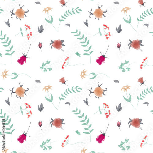 Abstract organic floral pattern background. Vector.