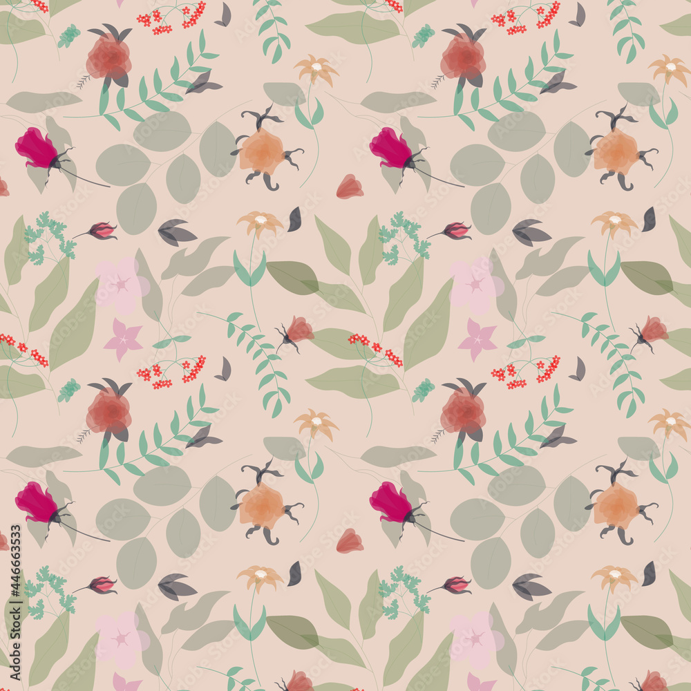 Abstract organic floral pattern background. Vector.