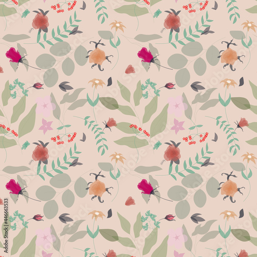 Abstract organic floral pattern background. Vector. © Threecorint