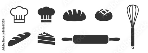 Bread bun loaf and other different bakery icons