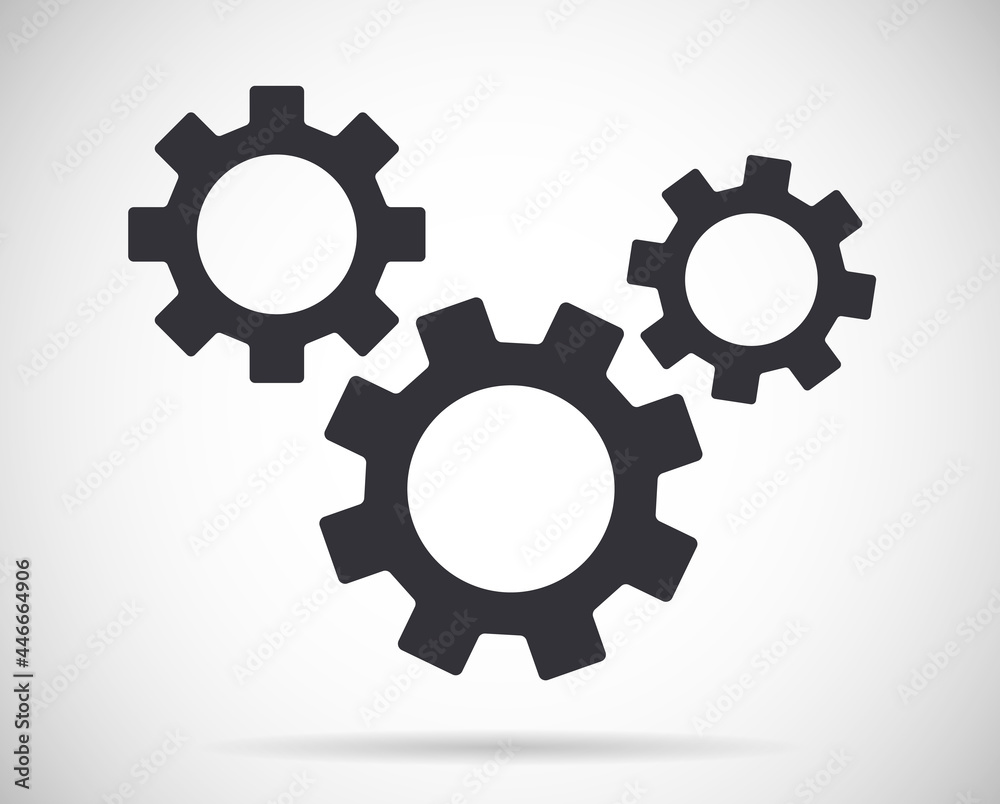 Three gears symbol vector icon