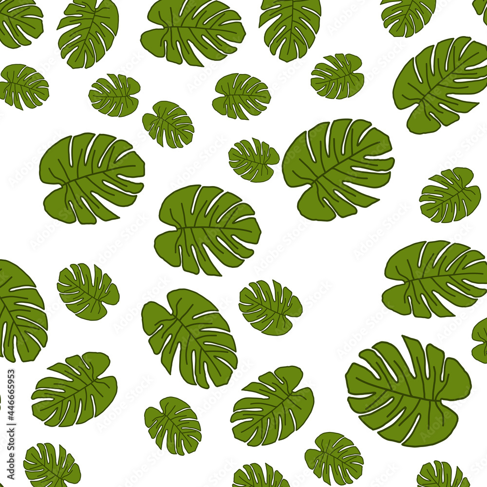 seamless pattern with green leaves