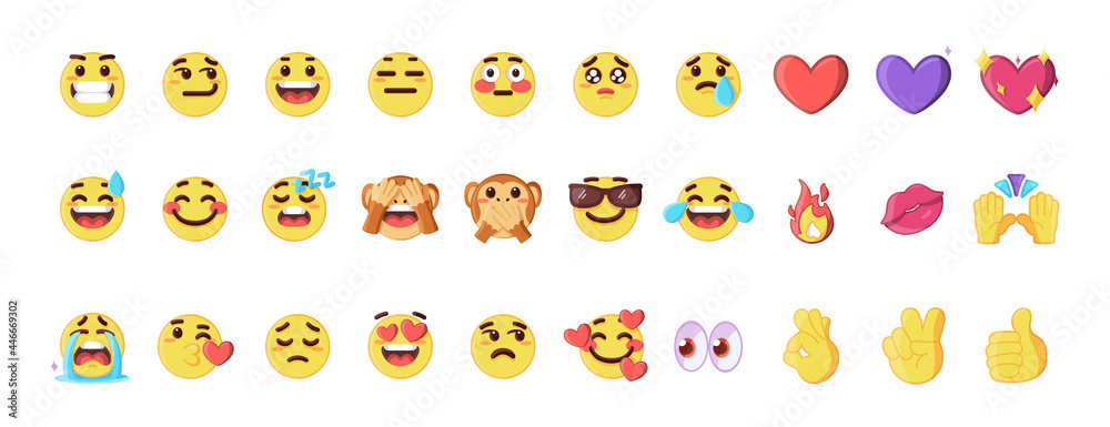 Set of cute emoji cartoon Vector illustration Set of cute emoji cartoon Vector illustration