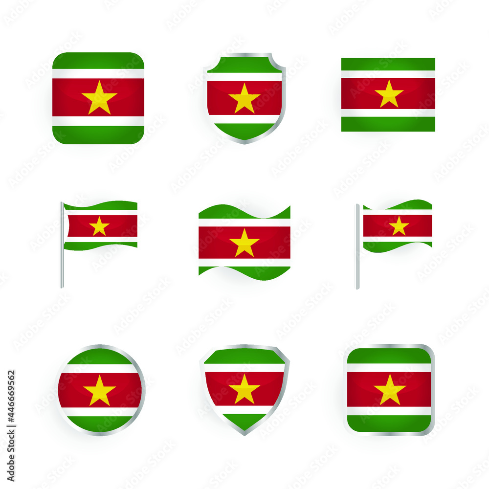 Suriname Flag Icons Set Suriname Flag Icons Set