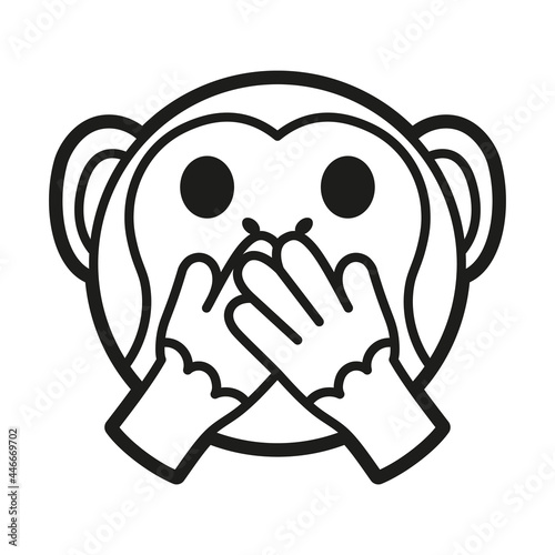Emoji of a little monkey covered mouth Vector illustration