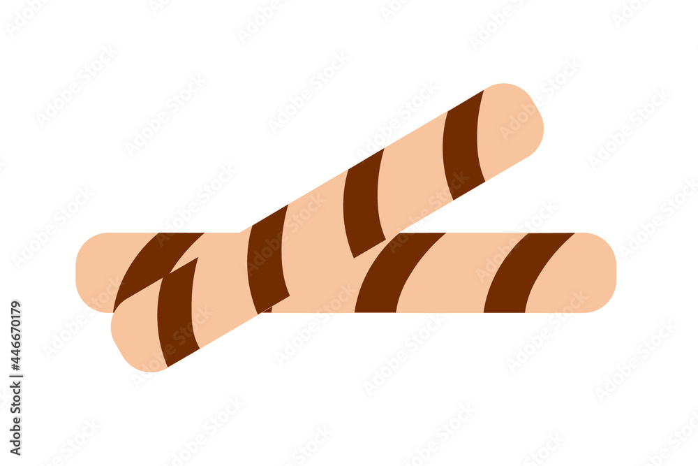 Cookies in the form of sticks with chocolate filling on an isolated background. Tea time. Dessert. Design elements. Unhealthy food. Vector. Cookies in the form of sticks with chocolate filling on an isolated background. Tea time. Dessert. Design elements. Unhealthy food. Vector.