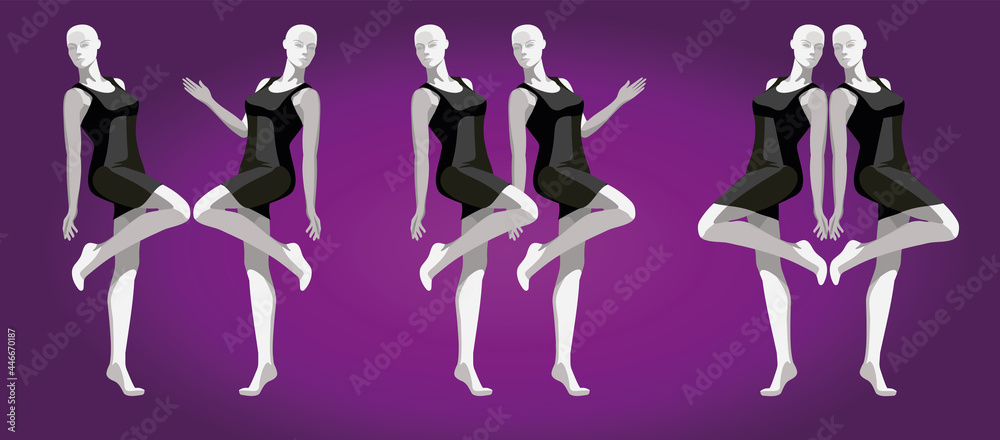 Fototapeta premium A pattern of female mannequins in a black dress.