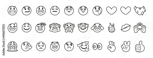 Set of cute emoji cartoon Vector illustration