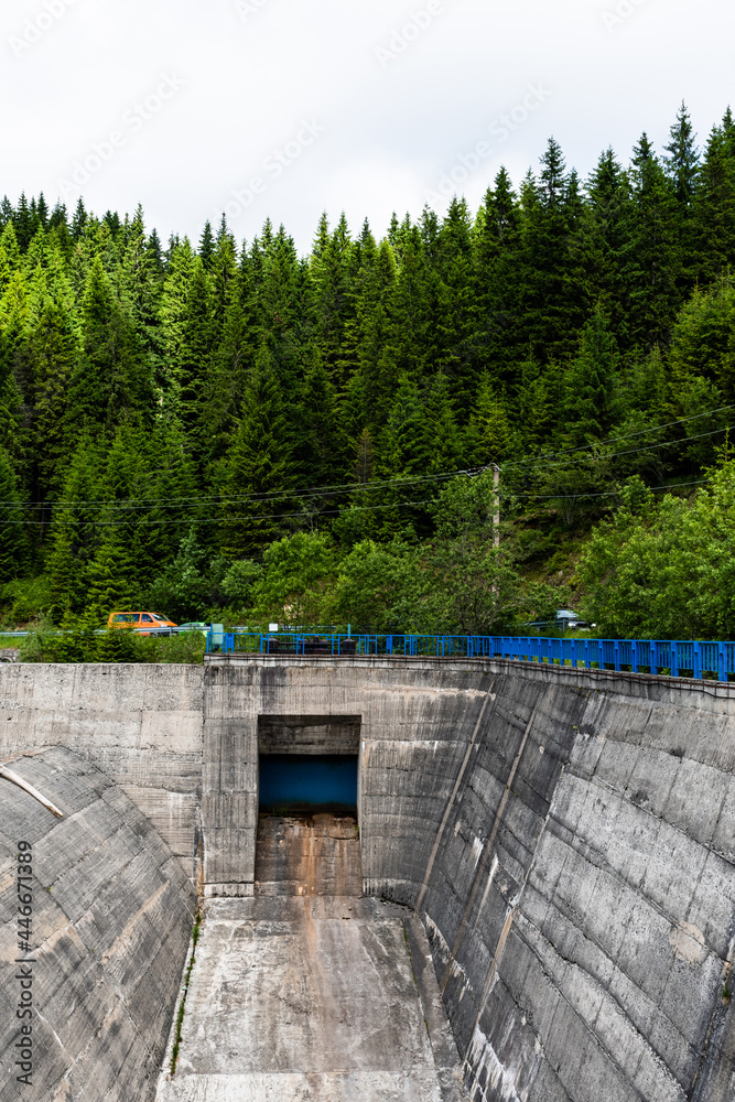 Bolboci Dam located on the Ialomita River, in the Bucegi massif, Romania.