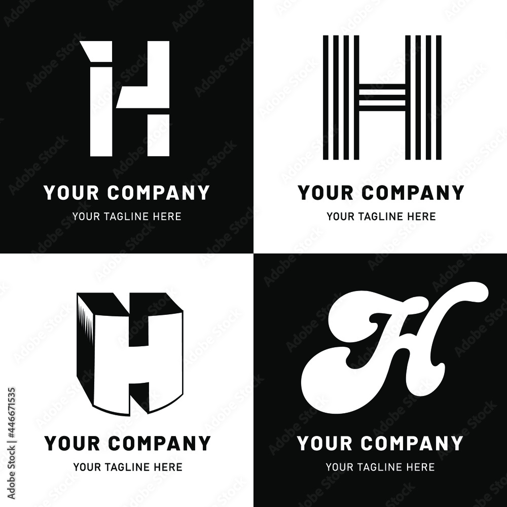 Black and White Letter H Logo Set