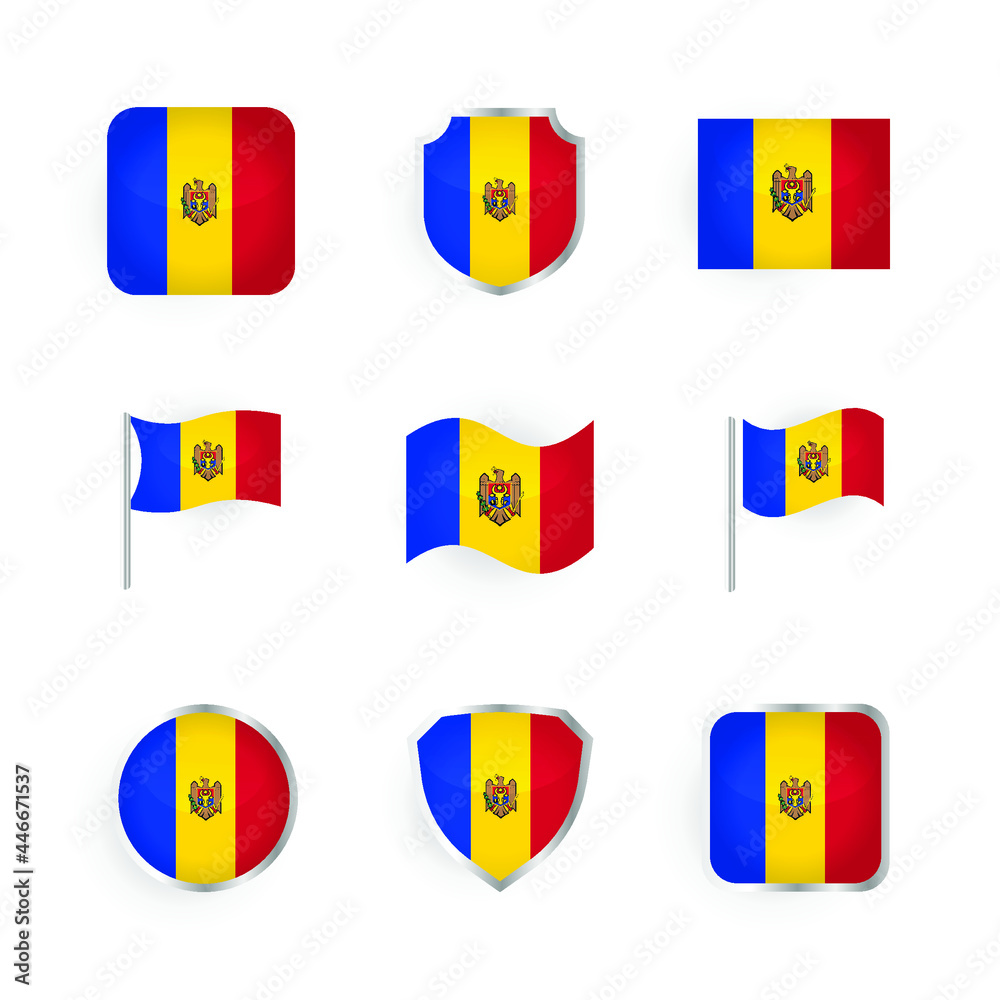 Fototapeta premium Moldova Flag Icons Set