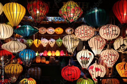 Night lanterns in old Hoi An town  Vietnam