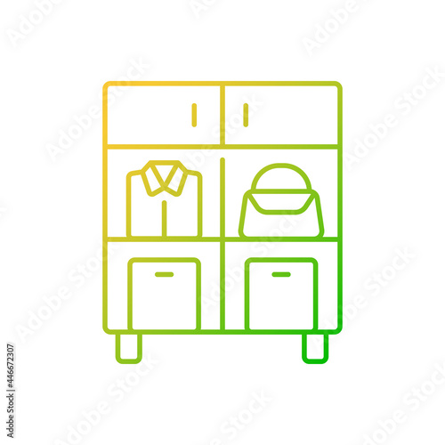 Home organization gradient linear vector icon. Smart storage solutions. Restoring order in home. Maximizing space. Thin line color symbols. Modern style pictogram. Vector isolated outline drawing