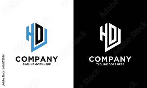 HDU Logo monogram with hexagon shape style design template isolated
