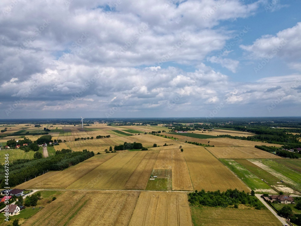 Fields, grasslands, forests and countryside seen from above - photo drone 