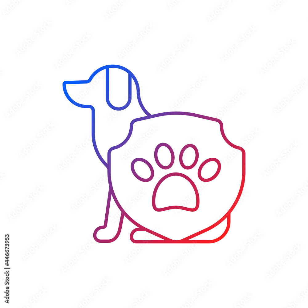 Animal protection gradient linear vector icon. Pet welfare label. Cruelty free mark for vegan brand. Vet service. Thin line color symbols. Modern style pictogram. Vector isolated outline drawing Animal protection gradient linear vector icon. Pet welfare label. Cruelty free mark for vegan brand. Vet service. Thin line color symbols. Modern style pictogram. Vector isolated outline drawing
