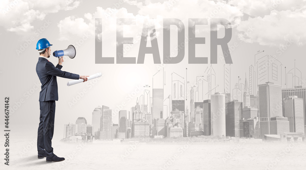 Young businessman with hard hat