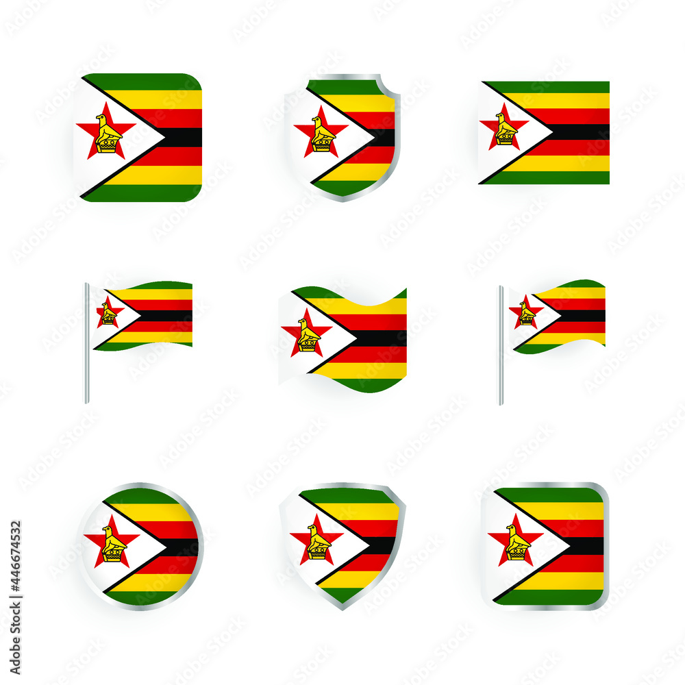 Zimbabwe Flag Icons Set