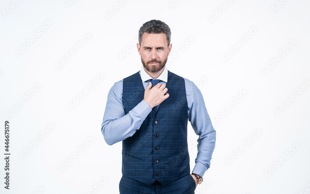 confident man businessman tie necktie isolated on white, formalwear confident man businessman tie necktie isolated on white, formalwear