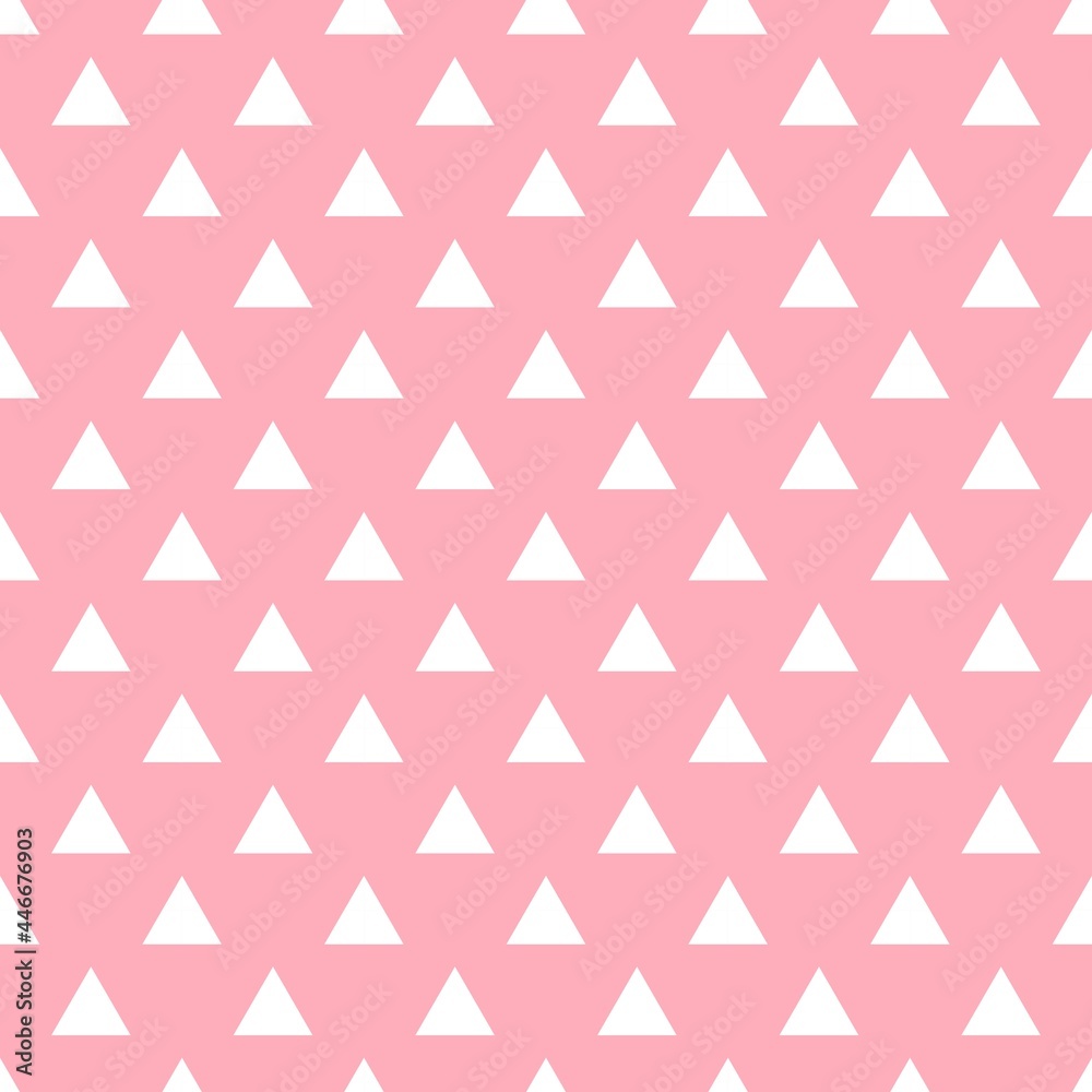White and pink background. Triangle pattern. Geometrical simple image illustration. Vector background. Seamless pattern.