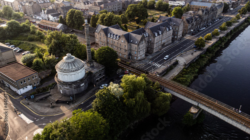 Perth, Scotland looking down on Tay Street with Ferguson Gallery and the railway bridge photo