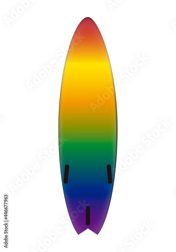 Tabla de surf con la bandera LGTBI