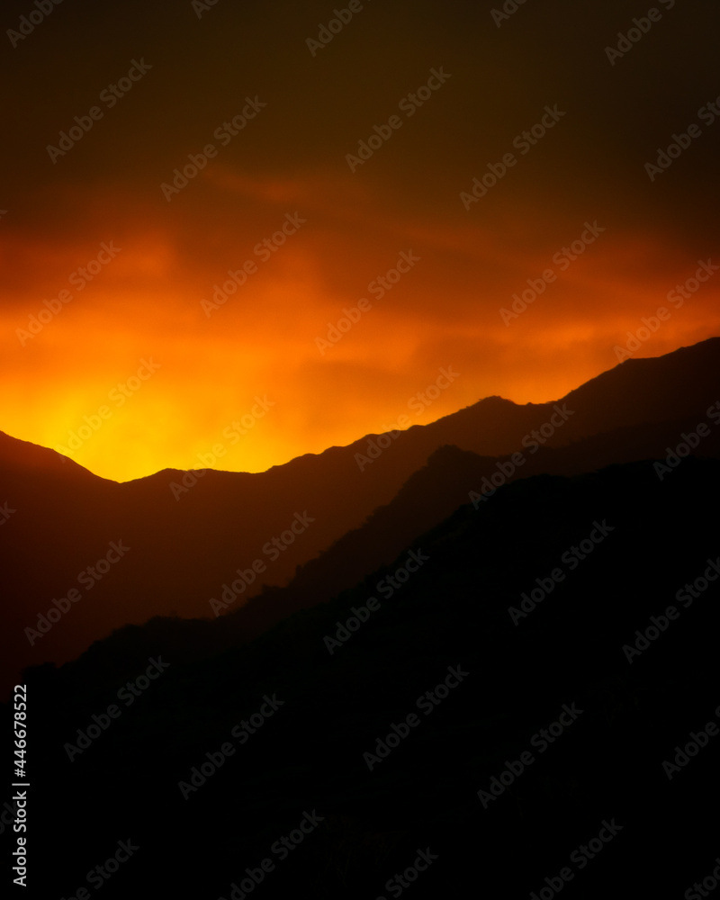 Hawaiian Fire Sunset over the Mountains