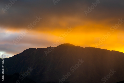 Hawaii sunset over the mountains