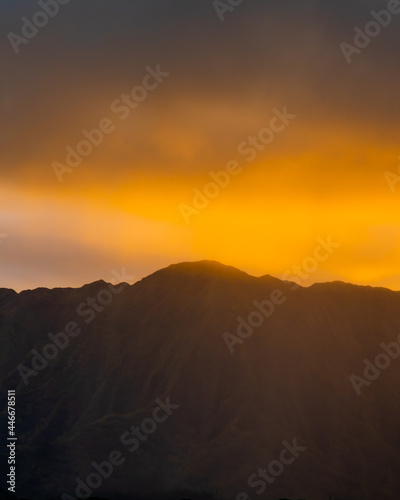Hawaii sunset over the mountains