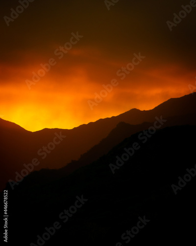 Hawaiian Fire Sunset over the Mountains