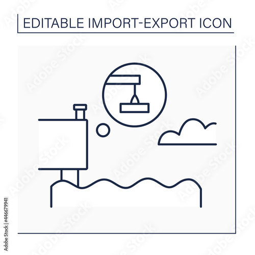 Quay line icon. Stone or metal platform. Building for loading and unloading ships.Import and export concept. Isolated vector illustration. Editable stroke