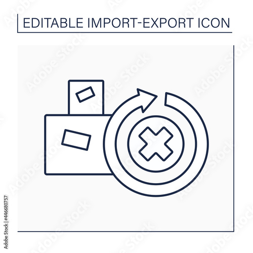 Irrevocable line icon. Not to be revoked or recalled. Cargo unable to be repealed or annulled.Import and export concept. Isolated vector illustration. Editable stroke