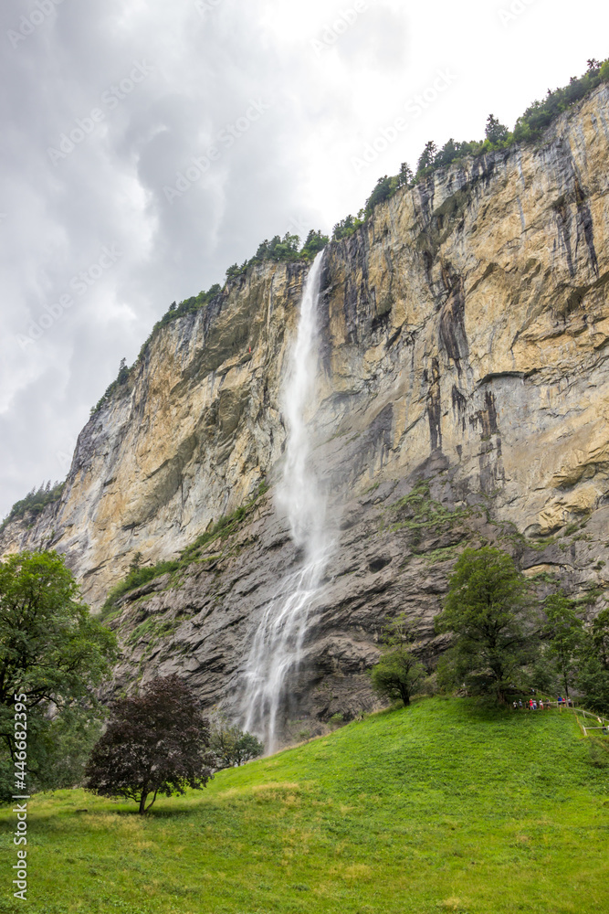 Staubbach waterfall in Lauterbrunnen valley in Switzerland