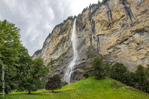 Staubbach waterfall in Lauterbrunnen valley in Switzerland