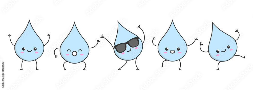A drop of water character cartoon smile dancing happy emotions icon logo vector illustration. Stock Vector | Adobe Stock A drop of water character cartoon smile dancing happy emotions icon logo vector illustration. Stock Vector | Adobe Stock