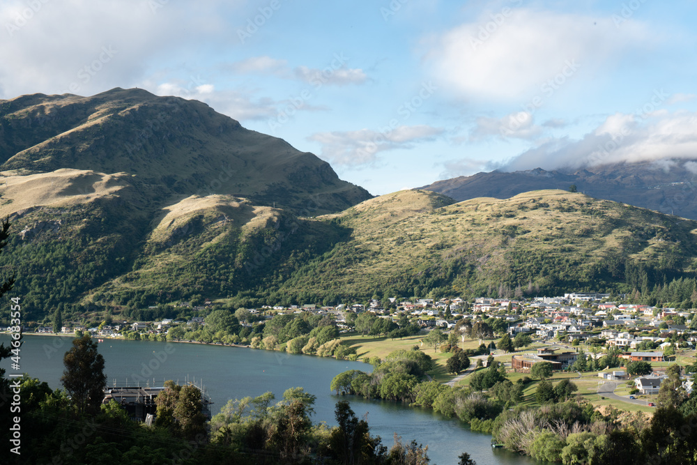 lake and mountain landscape in Queenstown, New Zealand