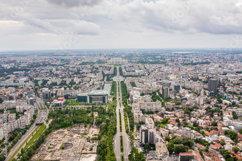 Juny, 2021 - Bucharest, Romania: Aerial view of Palace of the Parliament in Bucharest