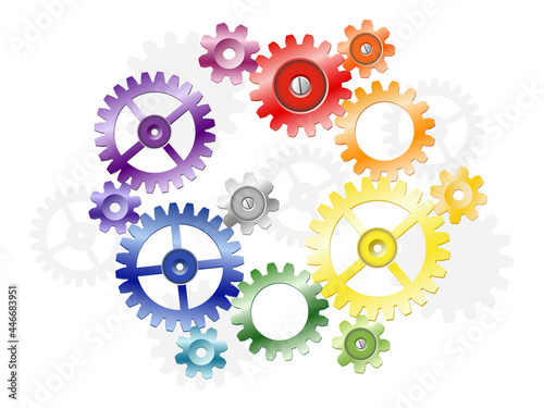 A unique color wheel design with mechanical gears 
