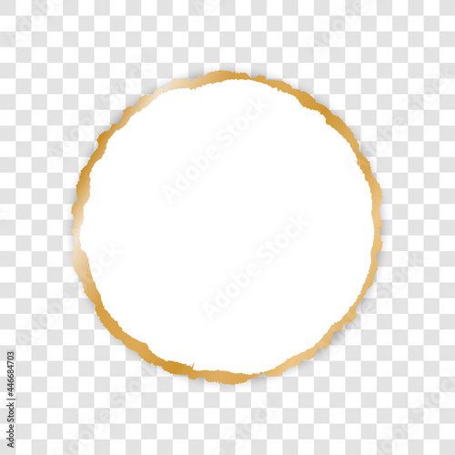 vector old torn paper banner with golden frame ripped edges with space for your text on transparent background