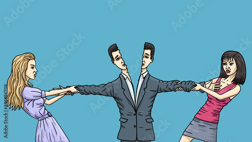 The two girls did not divide the young man among themselves.