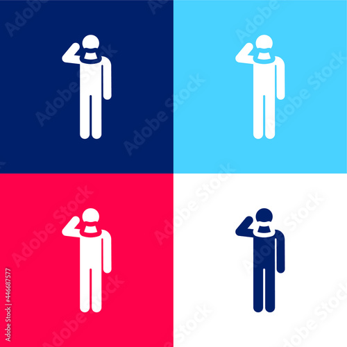 Accident blue and red four color minimal icon set