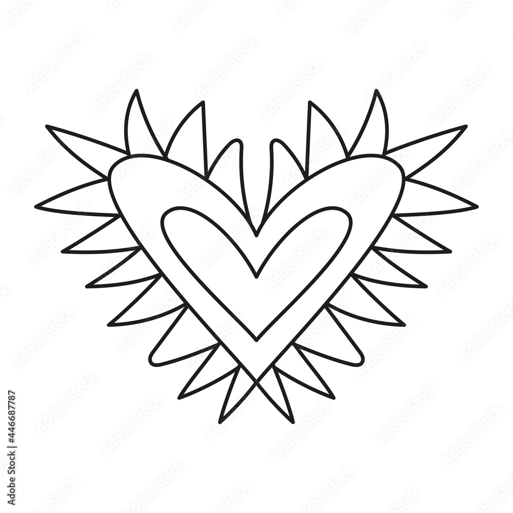 Isolated outline sketch of a heart shape Vector Isolated outline sketch of a heart shape Vector