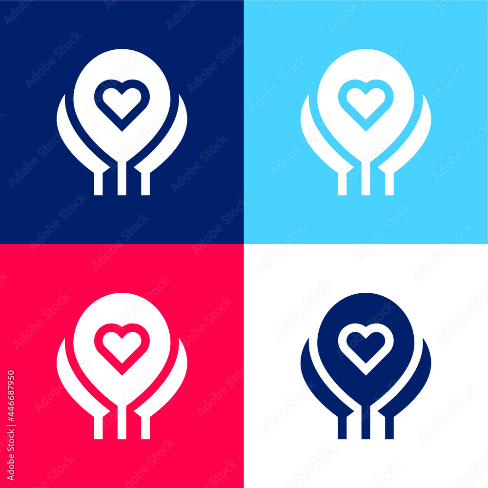Balloons blue and red four color minimal icon set Balloons blue and red four color minimal icon set