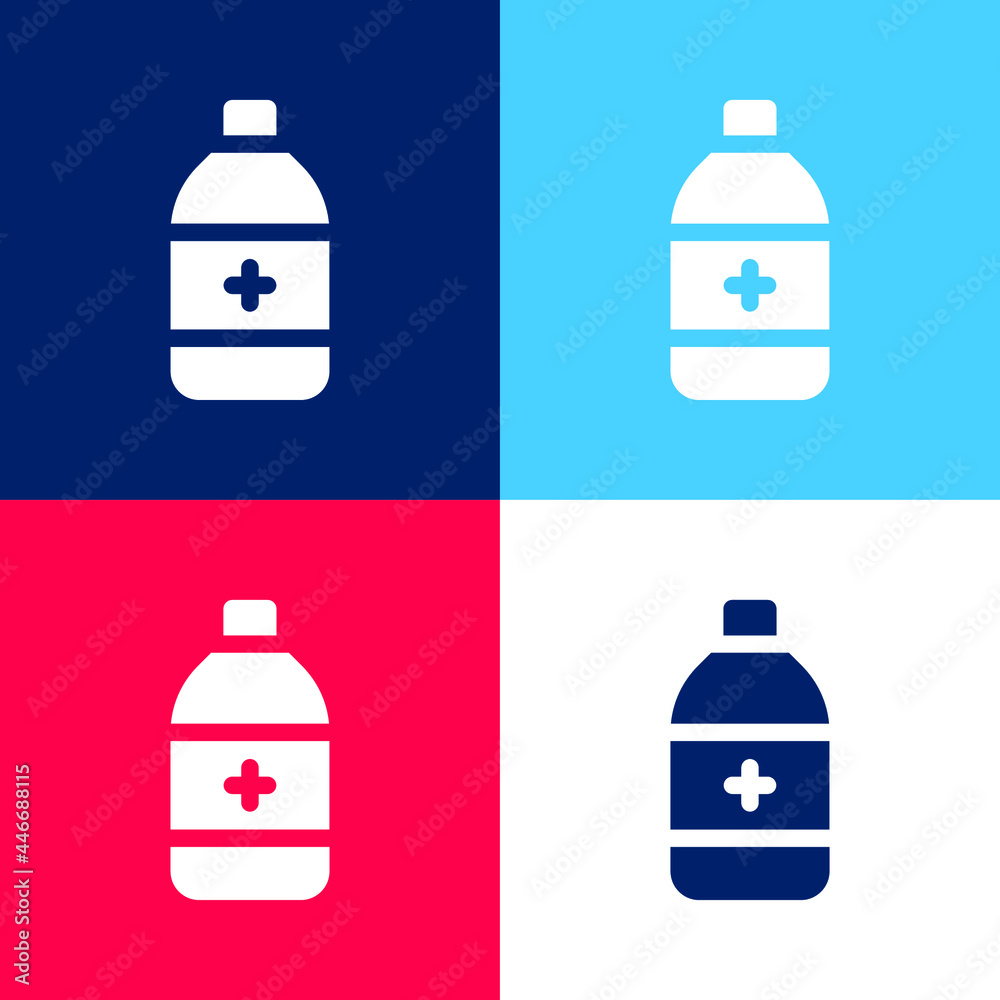 Alcohol blue and red four color minimal icon set Alcohol blue and red four color minimal icon set
