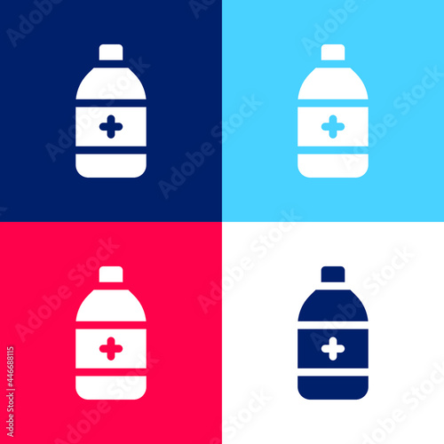 Alcohol blue and red four color minimal icon set