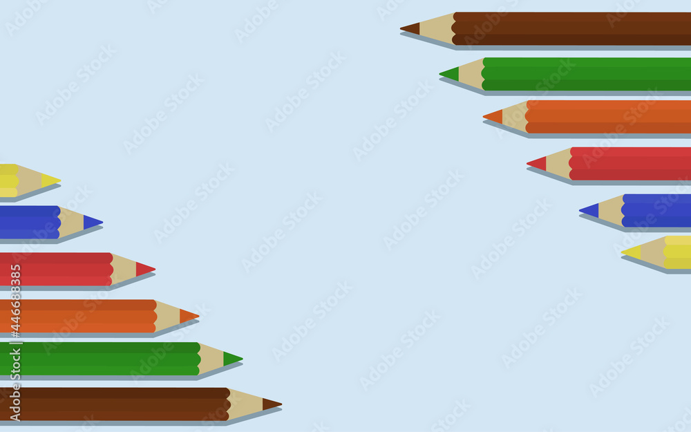 colored pencils on light blue background colored pencils on light blue background