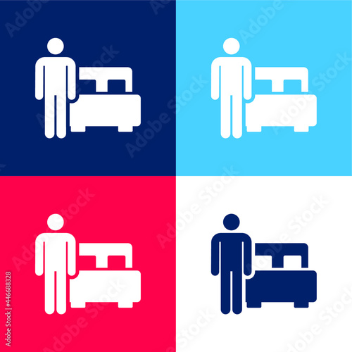Bed blue and red four color minimal icon set