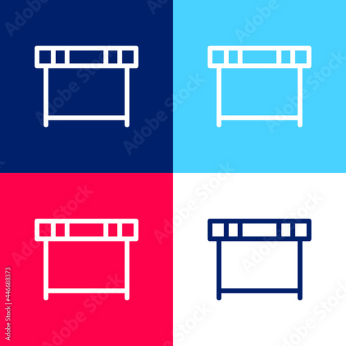 Athletism Hurdle blue and red four color minimal icon set