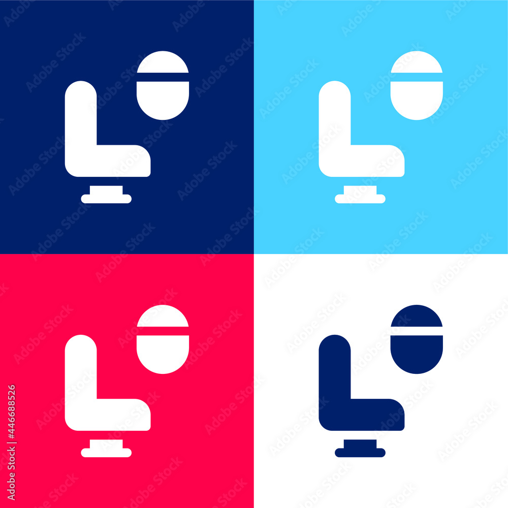 Airplane blue and red four color minimal icon set Airplane blue and red four color minimal icon set
