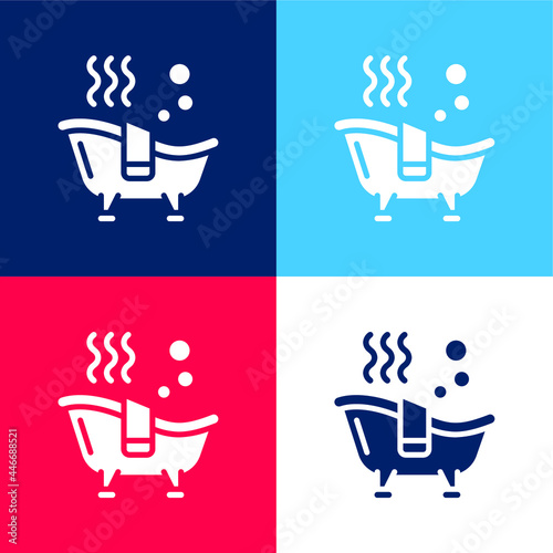 Bath blue and red four color minimal icon set